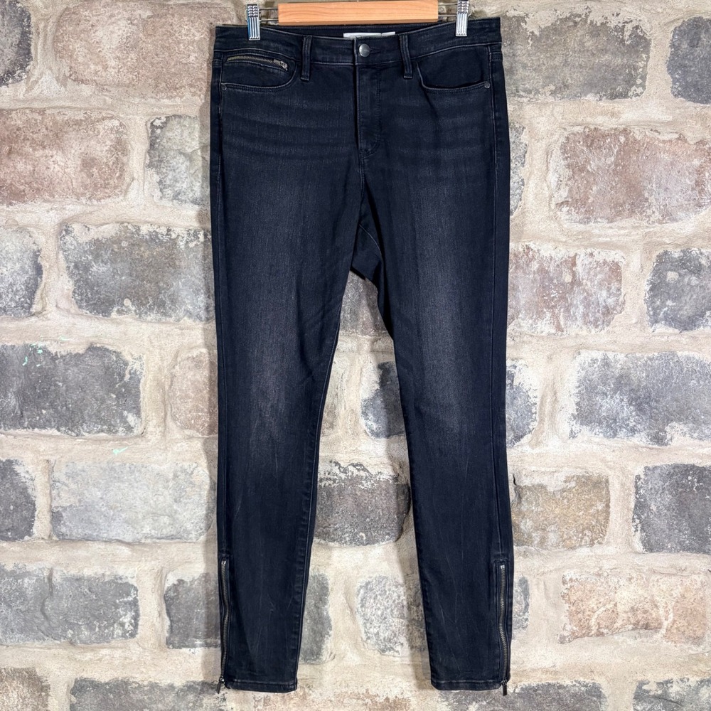 Athleta Black Wash Skinny Zip Ankle Jeans Women Size 10